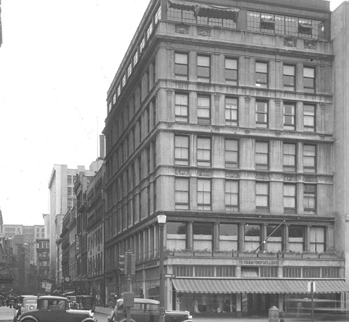 `Cor. Tremont St. & Temple Place` Lantern slide