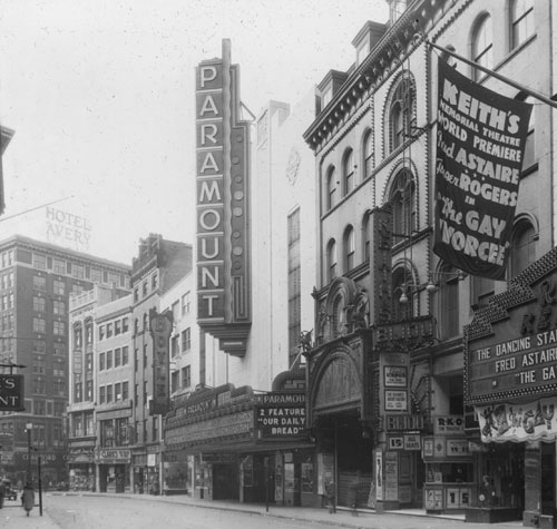 `Site of old Adams House, Washington St.` Lantern slide