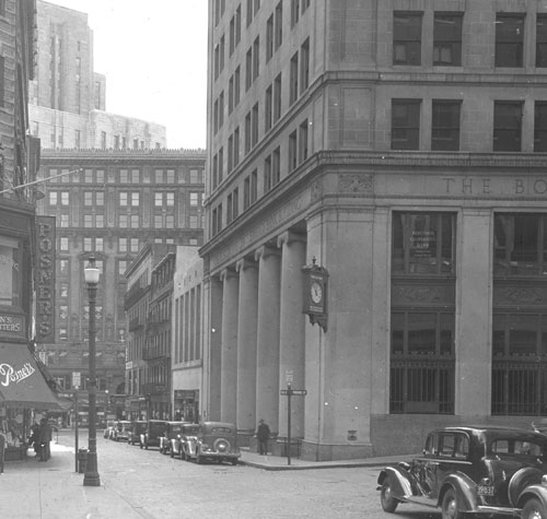 `School St., down from Province St.` Lantern slide