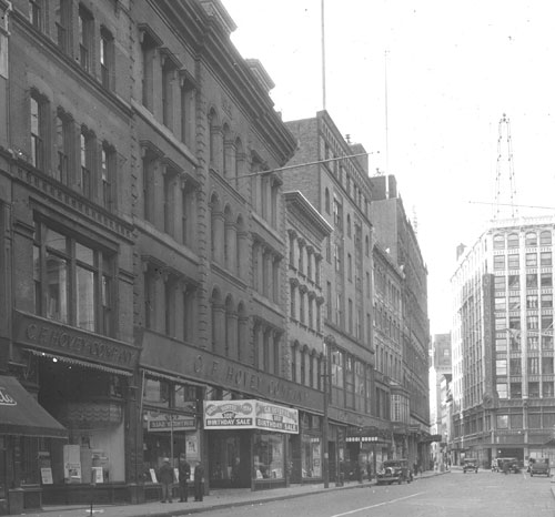 Summer St. south side, up from Chauncy to Washington St. Lantern slide