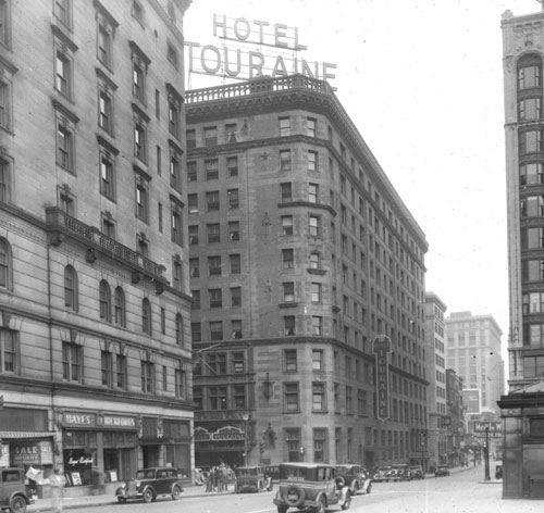 `Site of old Boylston Hotel, cor. Boylston & Tremont St.` Lantern slide