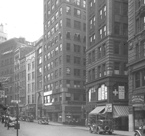 Cor. Water & Washington St. Lantern slide