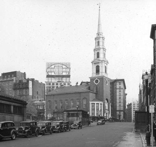 `Temple Place to Park St., Tremont St.` Lantern slide