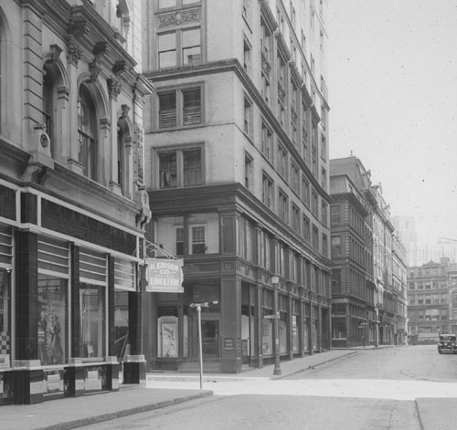 `Chauncy St., north from Bedford St.` Lantern slide