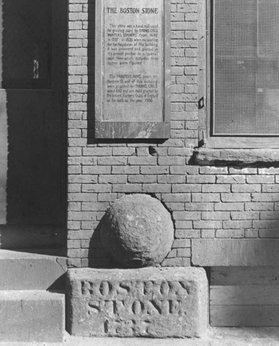 `Boston Stone, located in Marshall St.` Lantern slide