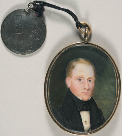 Jonathan Crafts of Charlestown, Mass. Miniature portrait , watercolor on ivory