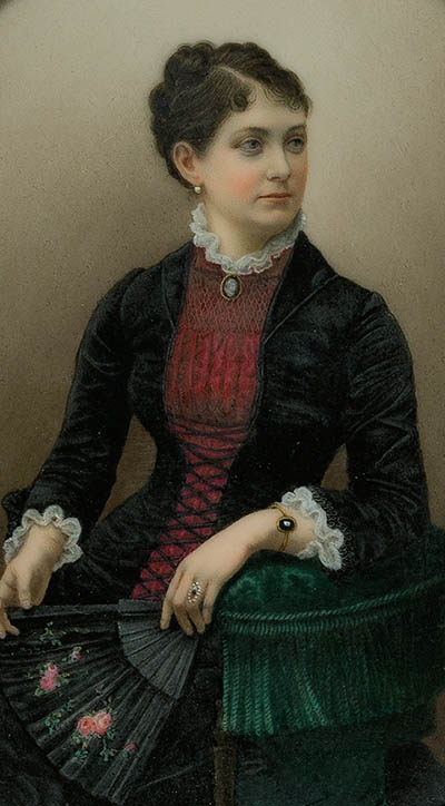 Woman, possibly of the Staley or Warner family Miniature portrait, watercolor on ivory