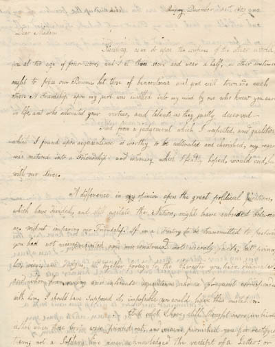 Letter from Abigail Adams to Mercy Otis Warren, 31 December 1809 Manuscript