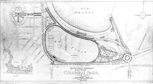 Boston Park Department: General Plan for Columbus Park, Strandway, South Boston, Revised Lantern slide of plan