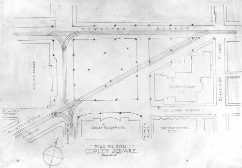 Plan for Curbs, Copley Square, Boston Lantern slide of plan