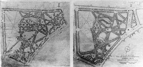 City of Boston, Park and Recreation Department: General Plan Boston Common, Boston Lantern slide of plan