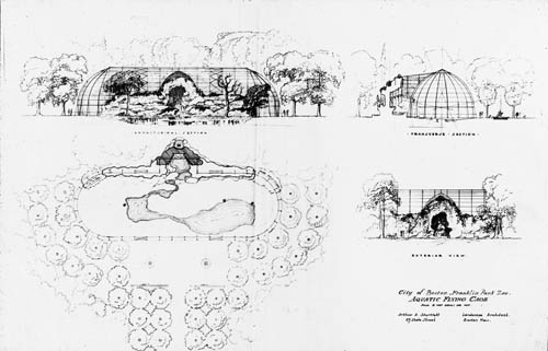 City of Boston, Franklin Park Zoo: Aquatic Flying Cages Lantern slide of plan