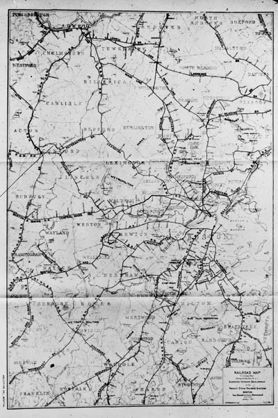 Railroads Map, Boston Lantern slide of map