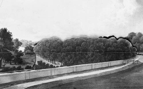 View as Proposed to be Altered from the Portico of a Villa near London Lantern slide