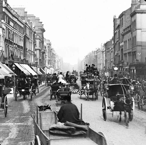 View of an unidentified street in London Lantern slide