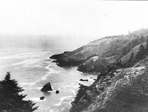 Coastline and ocean Lantern slide