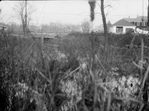 Landscape with a house and bridge Lantern slide