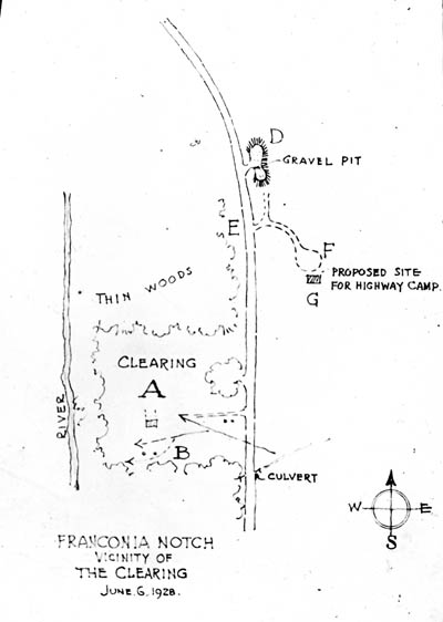 Franconia Notch: Vicinity of the Clearing Lantern slide of map