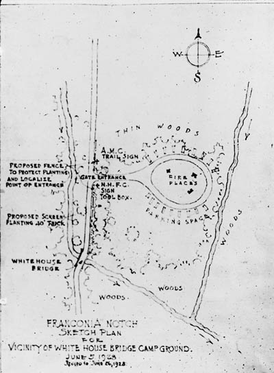 Franconia Notch Sketch Plan for Vicinity Whitehouse Bridge Camp Ground Lantern slide of map