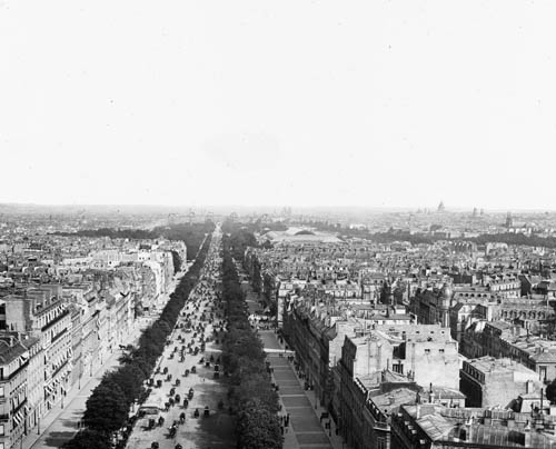 From Top of Arc de Triomphe, Paris, France Lantern slide