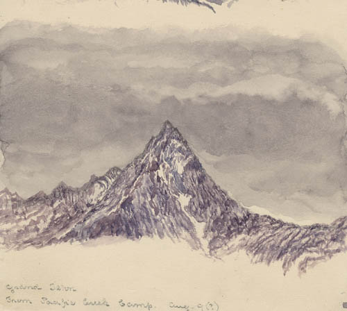 Grand Teton. From Pacific Creek Camp. Aug. 9(?) [1894] Watercolor on paper