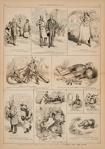 Selections from Blaine Cartoons Published in Harper’s Weekly from March 8, 1879, to May 13, 1882. Engraving