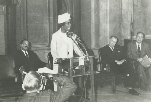 Howard DeGrasse Asbury, Shirley Chisholm, and two unidentified men Photograph