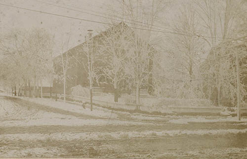 Allen School building after snowfall, Washington and Highland Sts., West Newton, Mass. Photograph