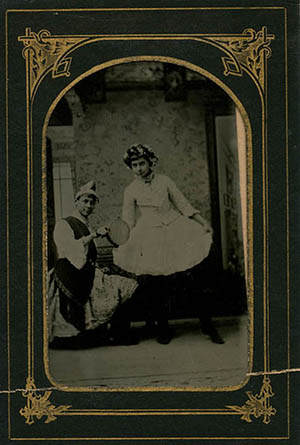 Carlos Roman Yznaga and unidentified boy in folk costumes Tintype