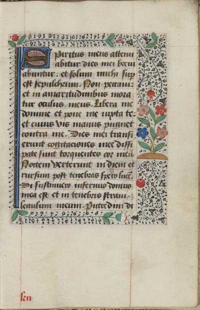 `Spiritus meus attenuabitur [My spirit will be weakened]...` Illuminated manuscript on vellum