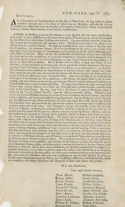 Gentlemen, as a committee of correspondence of the city of New York... Broadside