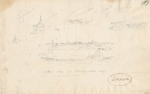 Northern view of Bridgewater, Mass. one mile distant Graphite on wove paper