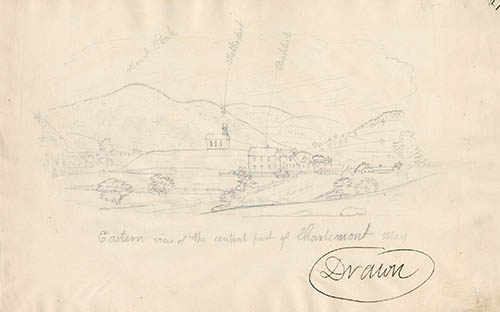 Eastern view of the central part of Charlemont Mass. Graphite on wove paper