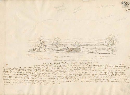 Site of the French fort on Mayo’s Hill, Oxford, Mass. Graphite on wove paper