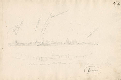 Western view of Fair Haven from New Bedford side near the bridge Graphite on wove paper