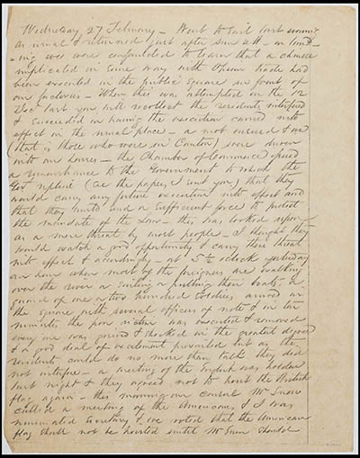 Letter from Robert Bennet Forbes to Rose Smith Forbes (letterbook copy), 27 February 1839 Manuscript