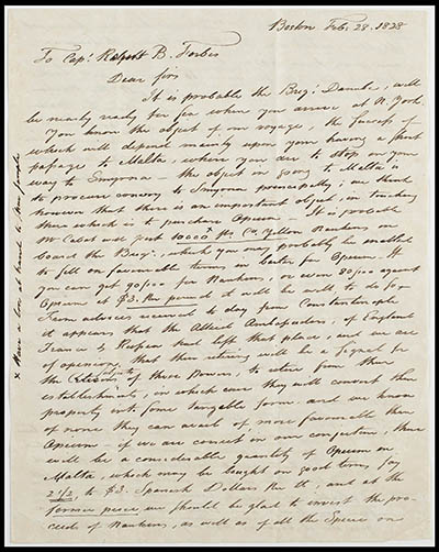 Orders from Perkins & Co. to Captain Robert B. Forbes of the Brig. Danube, 28 February 1828 Manuscript