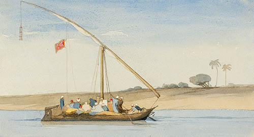 “Meerkeb” or common Nile boat Watercolor