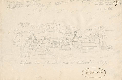 Western view of the central part of Colerain [sic] Graphite on wove paper