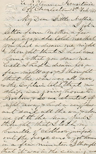 Letter from Frederic Augustus James to Ellen (`little Nellie`) James, 13 February 1863 