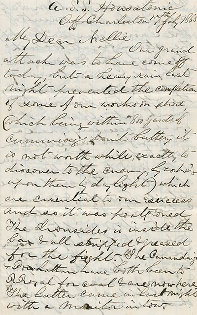 Letter from Frederic Augustus James to Ellen (`Nellie`) James, 17-19 July 1863 