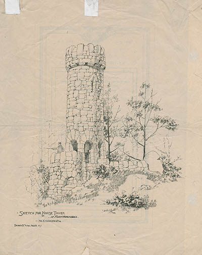 Sketch for Norse Tower at Fort Norumbega : for E. N. Horsford Esq. Engraving