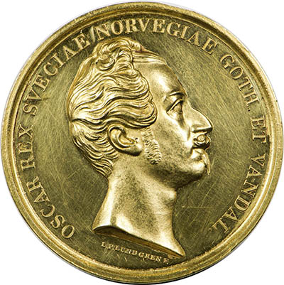 Oscar Rex Sveciae Norvegiae Goth. Et Vandal medal, 1849 Gold medal