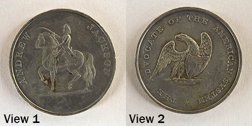 Andrew Jackson campaign token, 1828 White metal