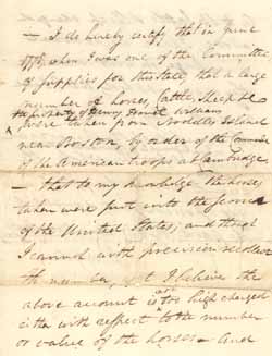 Statement of Moses Gill certifying that the horses, cattle, and sheep removed from Noddles Island in June 1775 were used for the benefit of American troops, undated 