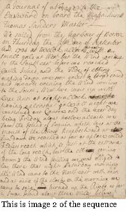 Journal by Middlecott Cooke describing voyage to Georges, September 1734 [long version] 