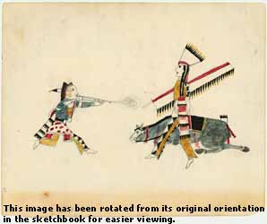 Osage Braves shooting [Kiowa?] Chief Ink, watercolor, graphite on wove paper