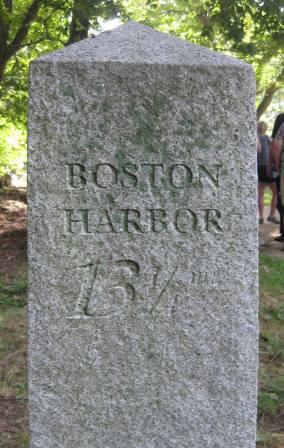 Mile Marker indicated 13.5 miles to Boston from Concord