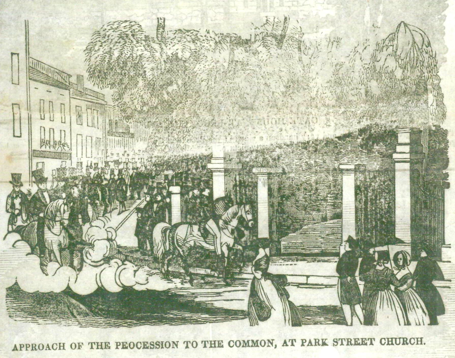 Newpaper image of Procession on Park Street, Boston