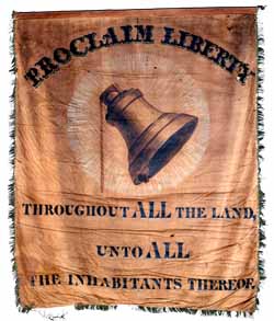 Banner reading Proclaim Liberty throughout All the Land